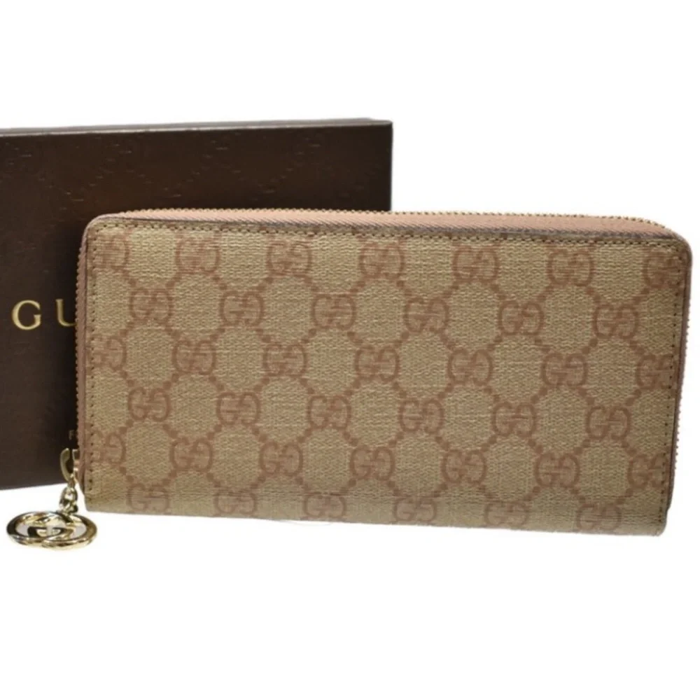 GUCCI Monogram Twins Large Zip Around Wallet Metallic Bronze - Picture 1 of 16